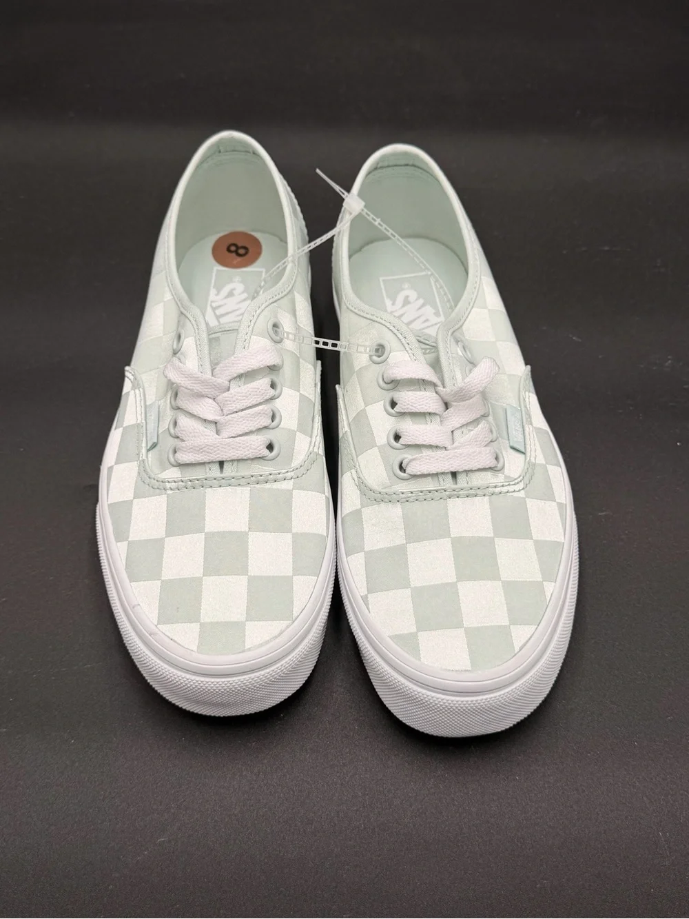 Vans Checkerboard Authentic Sneakers in Mint Green and White - Picture 2 of 4